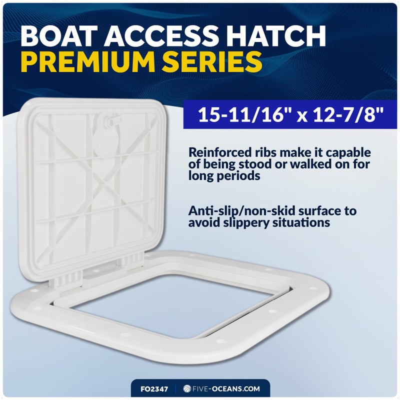 Five Oceans Boat Hatch, Marine Access Hatch, Rectangle Boat Hatch Lids, Locking Slam Latch System for Boat Yacht, 15-11/16" x 12-7/8", Off-White - FO2347 - Image 2